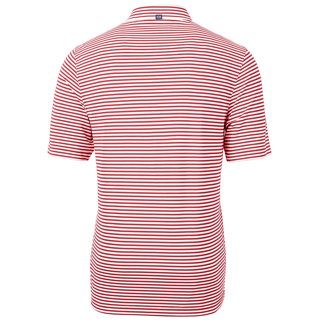 Cutter & Buck Men's Cardinal Red Virtue Eco Pique Stripped Recycled Polo