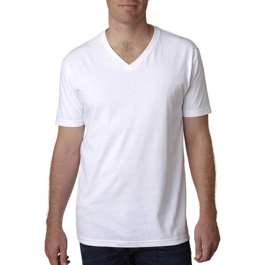 Next Level Men's White Premium Fitted Short-Sleeve V-Neck Tee