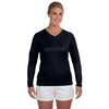 New Balance Women's Black Ndurance Athletic Long-Sleeve V-Neck T-Shirt