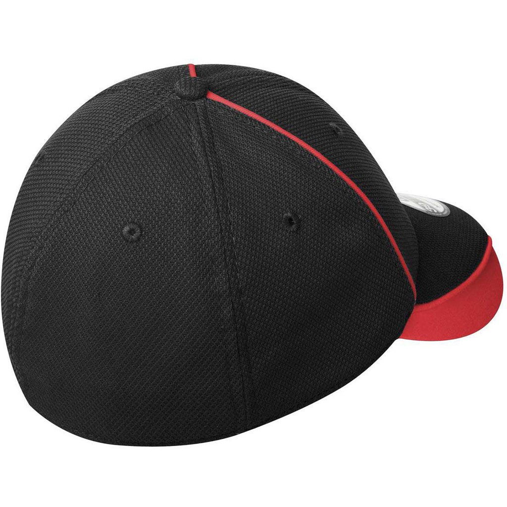 New Era 39THIRTY Black/Scarlet Red Contrast Piped BP Performance Cap