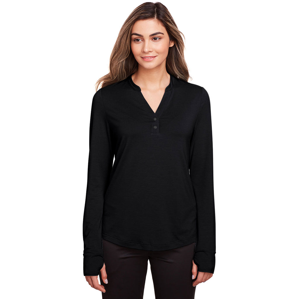 North End Women's Black Jaq Snap-Up Stretch Performance Pullover