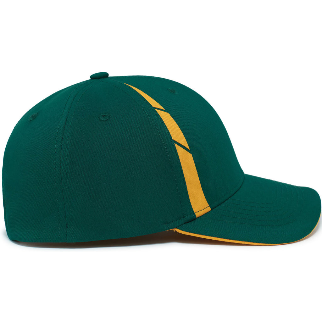 Pacific Headwear Dark Green/Gold Coolcore Sildline Snapback Cap