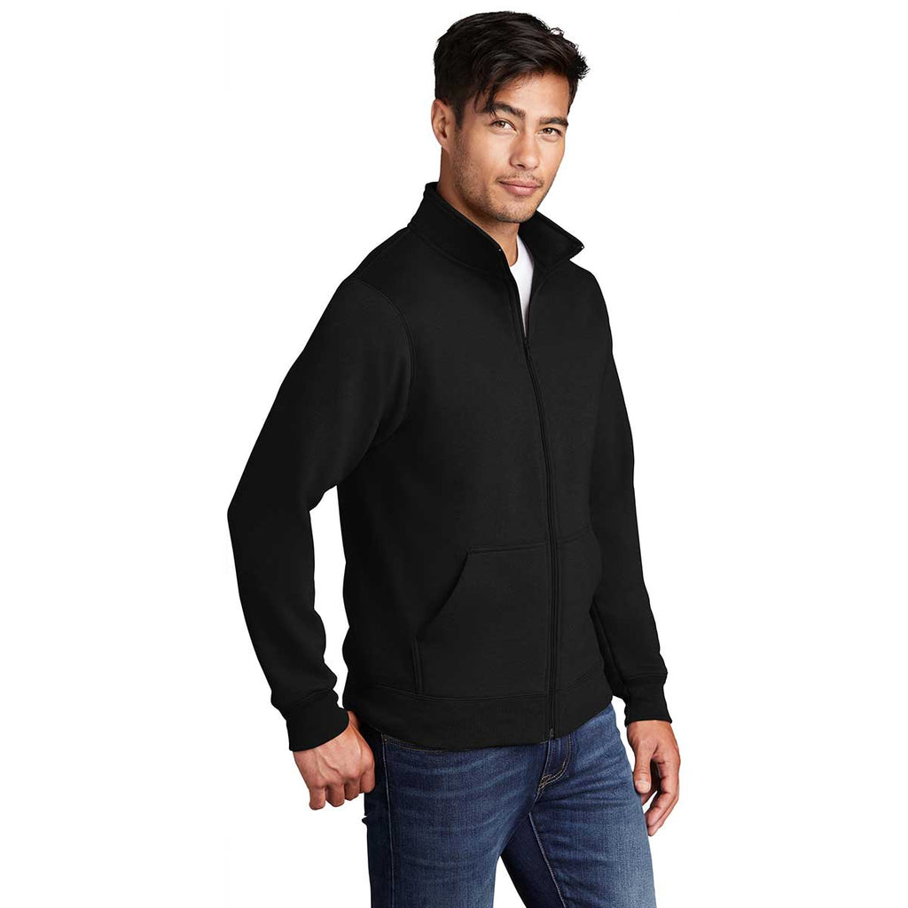Port & Company Men's Jet Black Core Fleece Cadet Full-Zip Sweatshirt