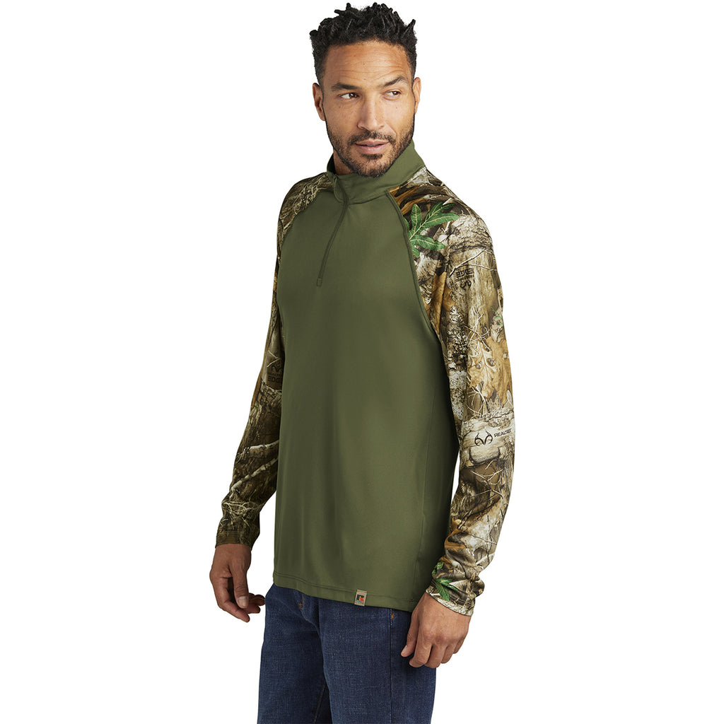 Russell Outdoors Men's Olive Drab Green/ Realtree Edge Realtree Colorblock Performance Quarter Zip