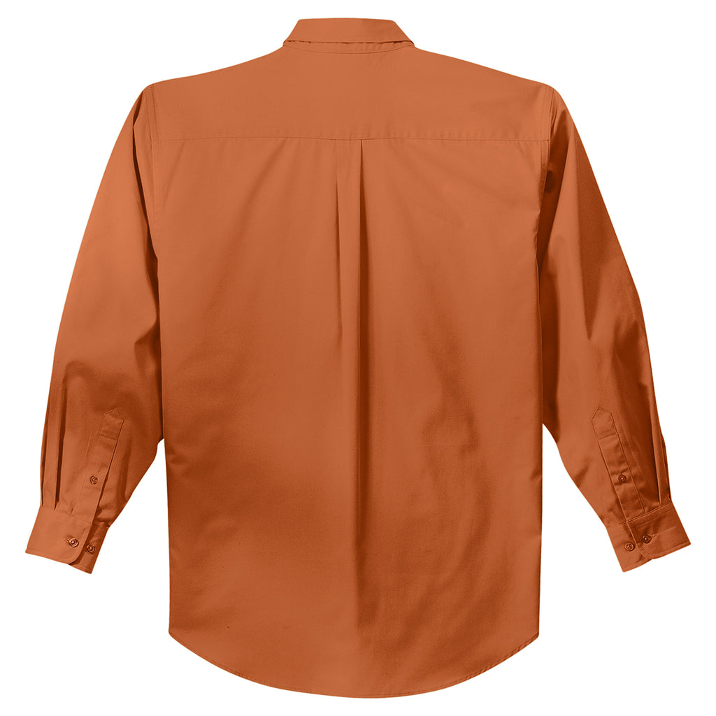 Port Authority Men's Texas Orange/Light Stone Extended Size Long Sleeve Easy Care Shirt