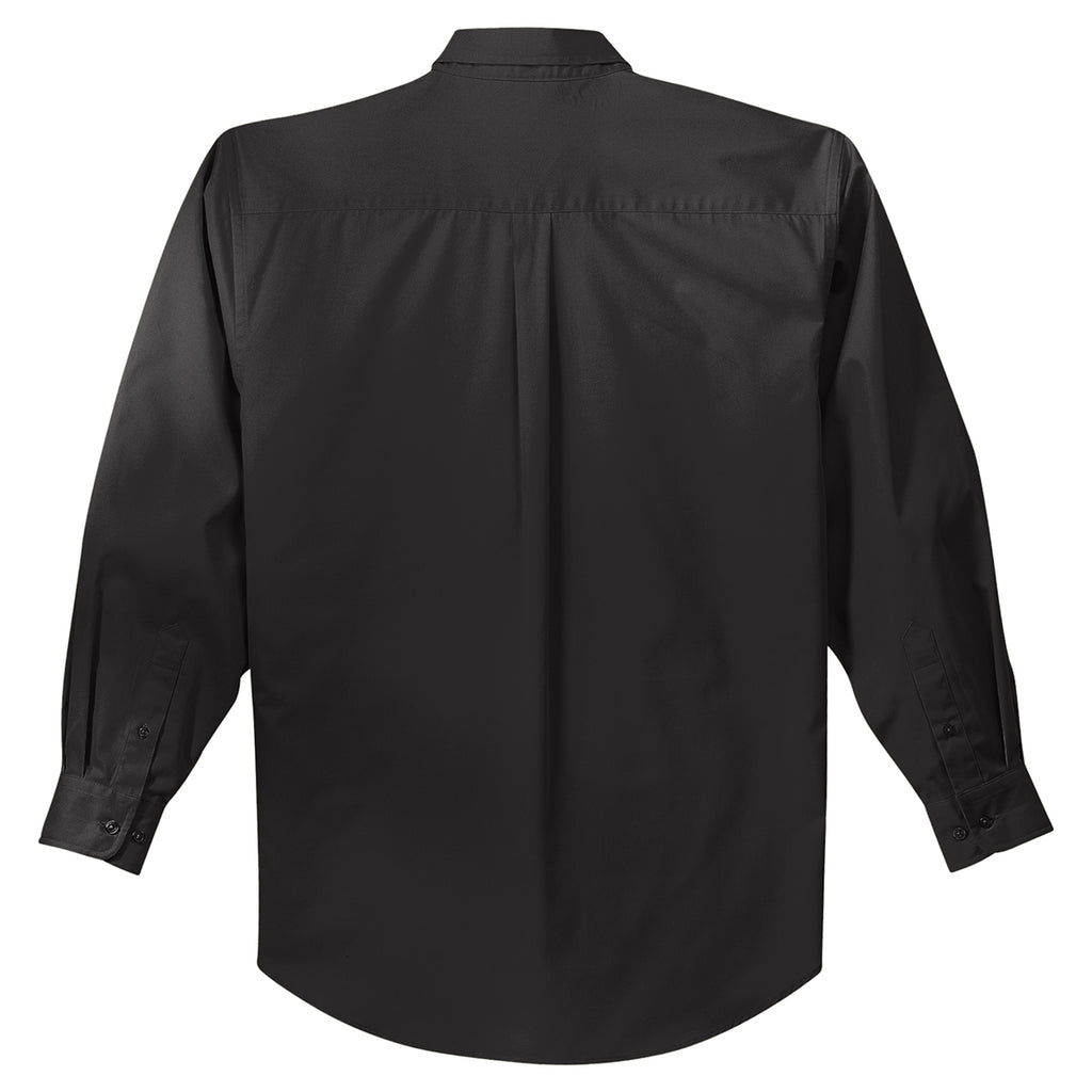 Port Authority Men's Black/Light Stone Tall Long Sleeve Easy Care Shirt