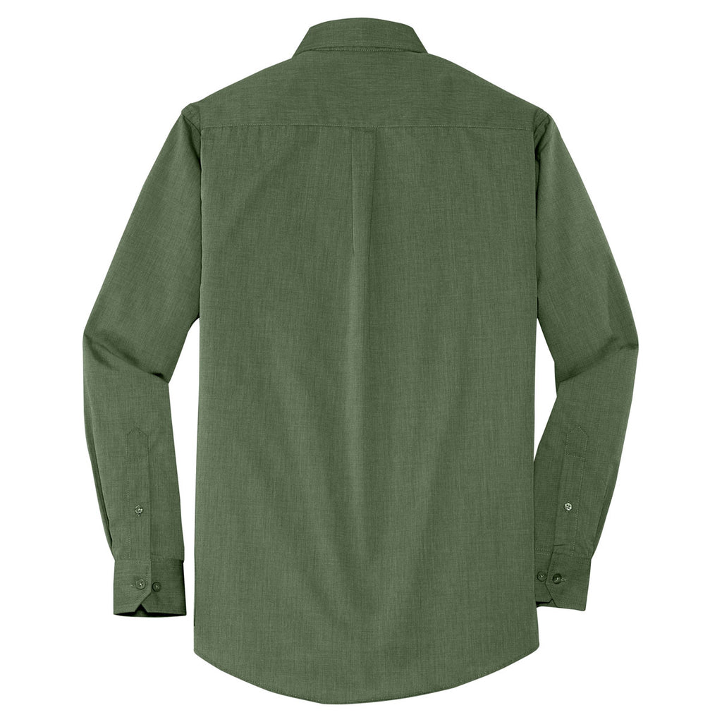 Port Authority Men's Dark Cactus Green Crosshatch Easy Care Shirt
