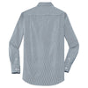 Port Authority Men's Moonlight Blue/ White Fine Stripe Stretch Poplin Shirt