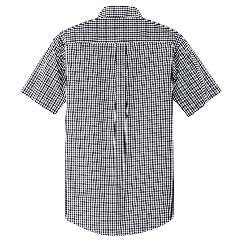 Port Authority Men's Black/Charcoal Short Sleeve Gingham Easy Care Shirt