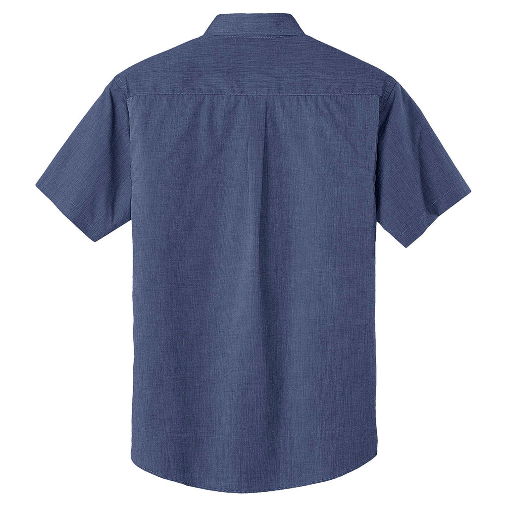 Port Authority Men's Deep Blue Short Sleeve Crosshatch Easy Care Shirt