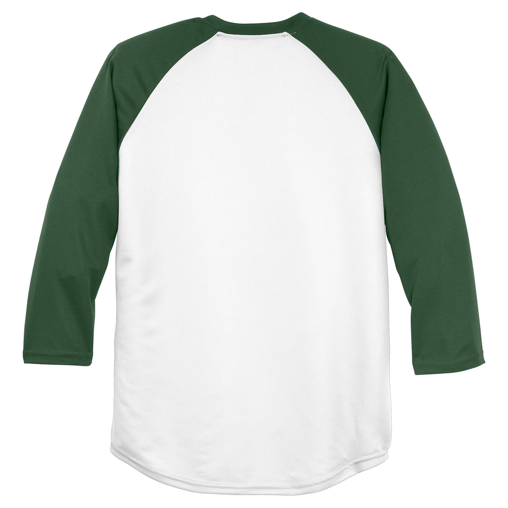 Sport-Tek Men's White/Forest Green PosiCharge Baseball Jersey