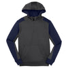 Sport-Tek Men's Graphite Heather/True Navy Tech Fleece Colorblock 1/4-Zip Hooded Sweatshirt