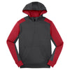 Sport-Tek Men's Graphite Heather/True Red Tech Fleece Colorblock 1/4-Zip Hooded Sweatshirt
