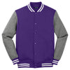 Sport-Tek Men's Purple/Vintage Heather Fleece Letterman Jacket