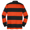 Sport-Tek Men's Black/Deep Orange Long Sleeve Rugby Polo