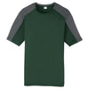 Sport-Tek Men's Forest Green/ Iron Grey PosiCharge Competitor Sleeve-Blocked Tee