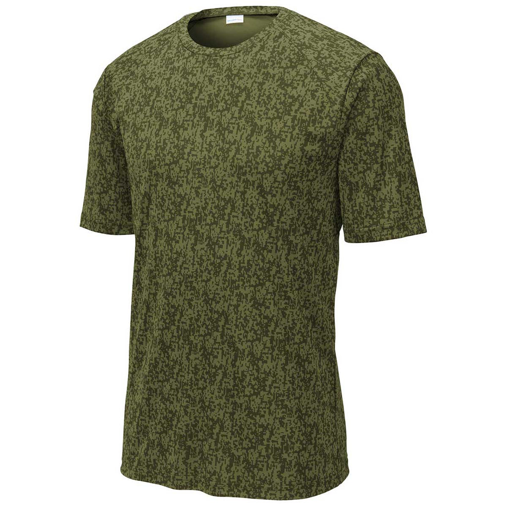 Sport-Tek Men's Olive Drab Green PosiCharge Digi Camo Short Sleeve Tee
