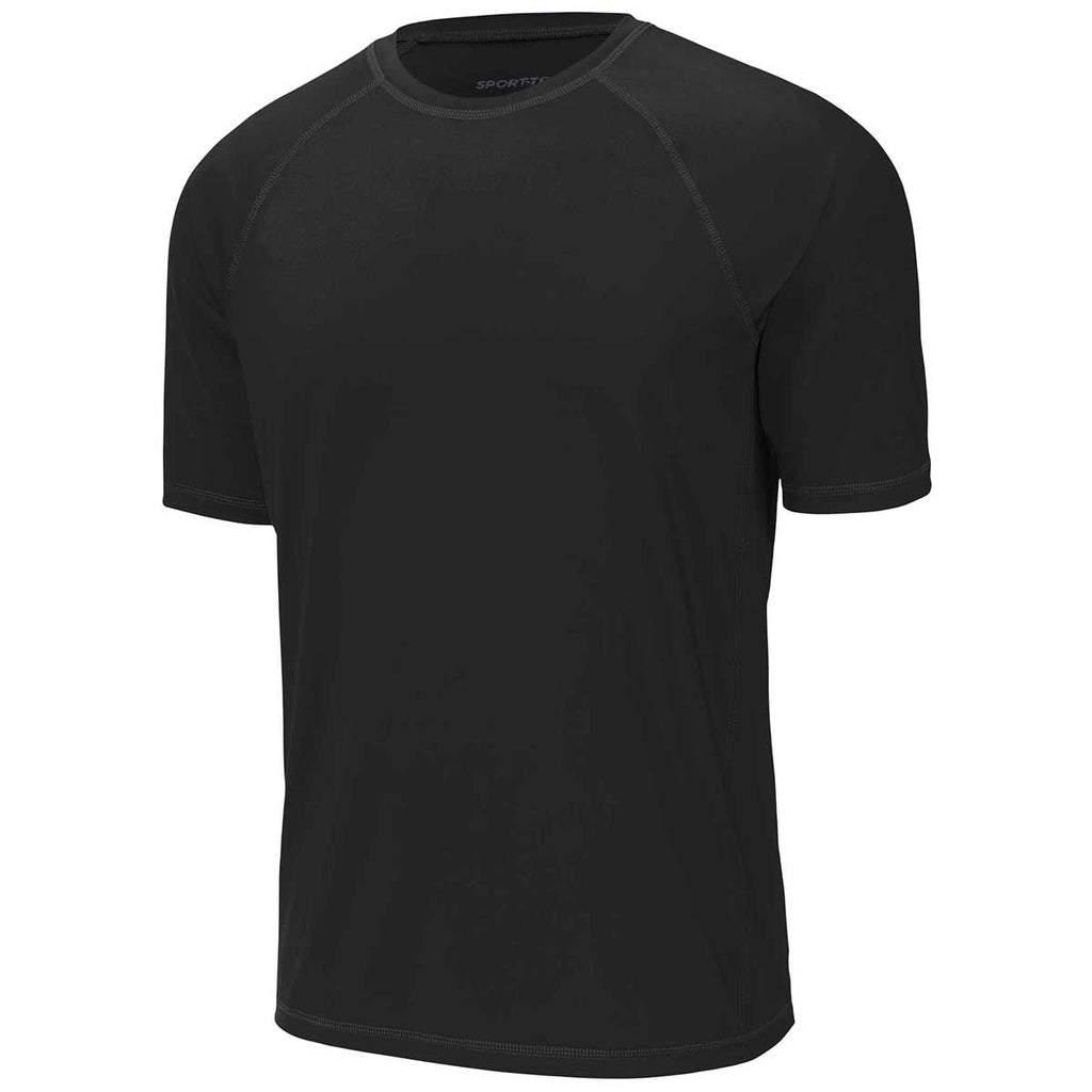 Sport-Tek Men's Black Short Sleeve Rashguard Tee