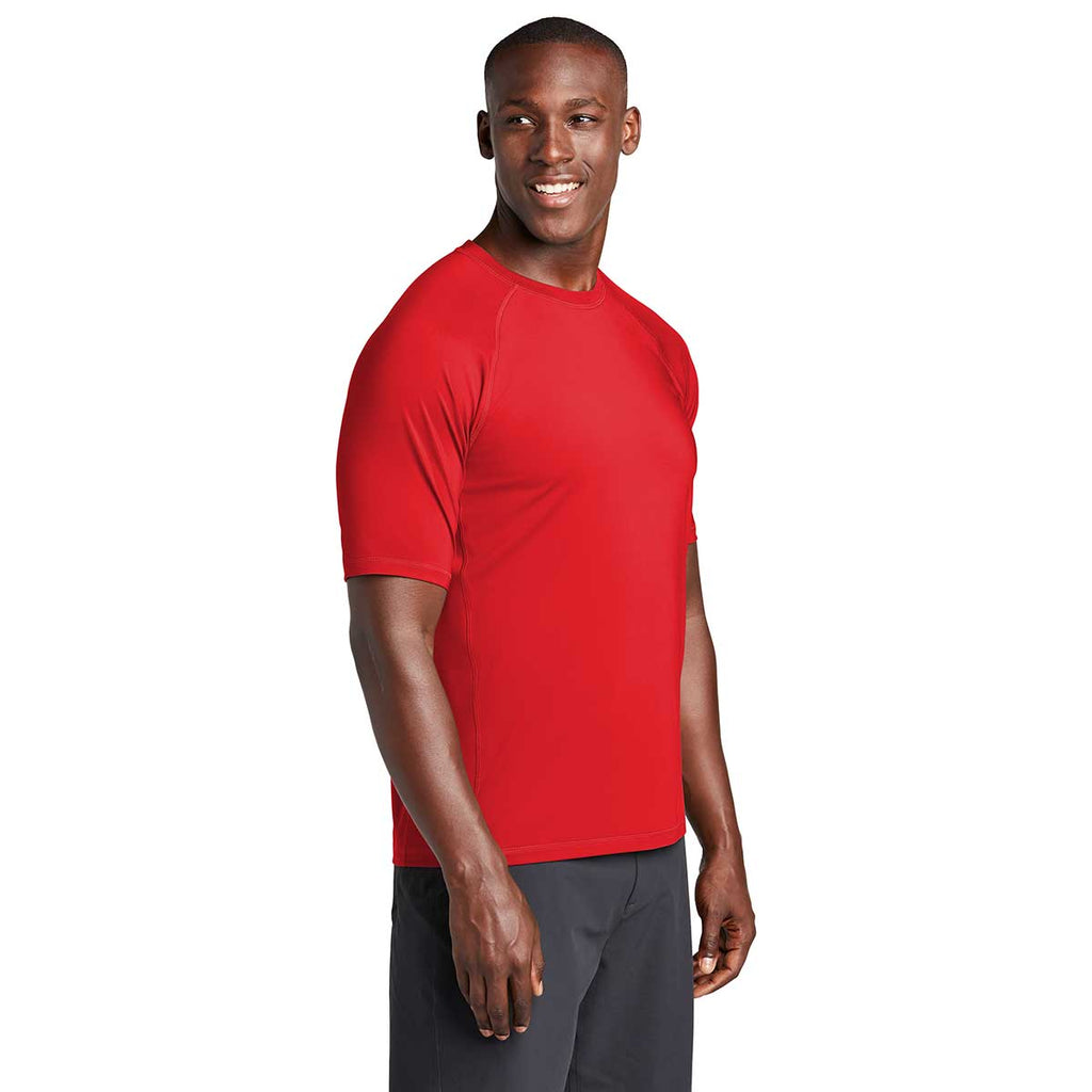 Sport-Tek Men's True Red Short Sleeve Rashguard Tee