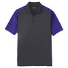 Sport-Tek Men's Iron Grey/Purple Colorblock Micropique Sport-Wick Polo