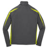 Sport-Tek Men's Charcoal Grey/ Charge Green Sport-Wick Stretch 1/2-Zip Colorblock Pullover
