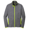 Sport-Tek Men's Charcoal Grey Heather/ Charge Green Sport-Wick Stretch Contrast Full-Zip Jacket