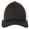 Sport-Tek Deep Orange/Black/White Piped Mesh Back Cap