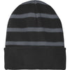 Sport-Tek Black/Iron Grey Striped Beanie with Solid Band