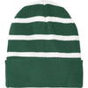 Sport-Tek Forest Green/White Striped Beanie with Solid Band