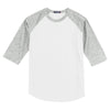 Sport-Tek Men's White/Heather Grey Colorblock Raglan Jersey