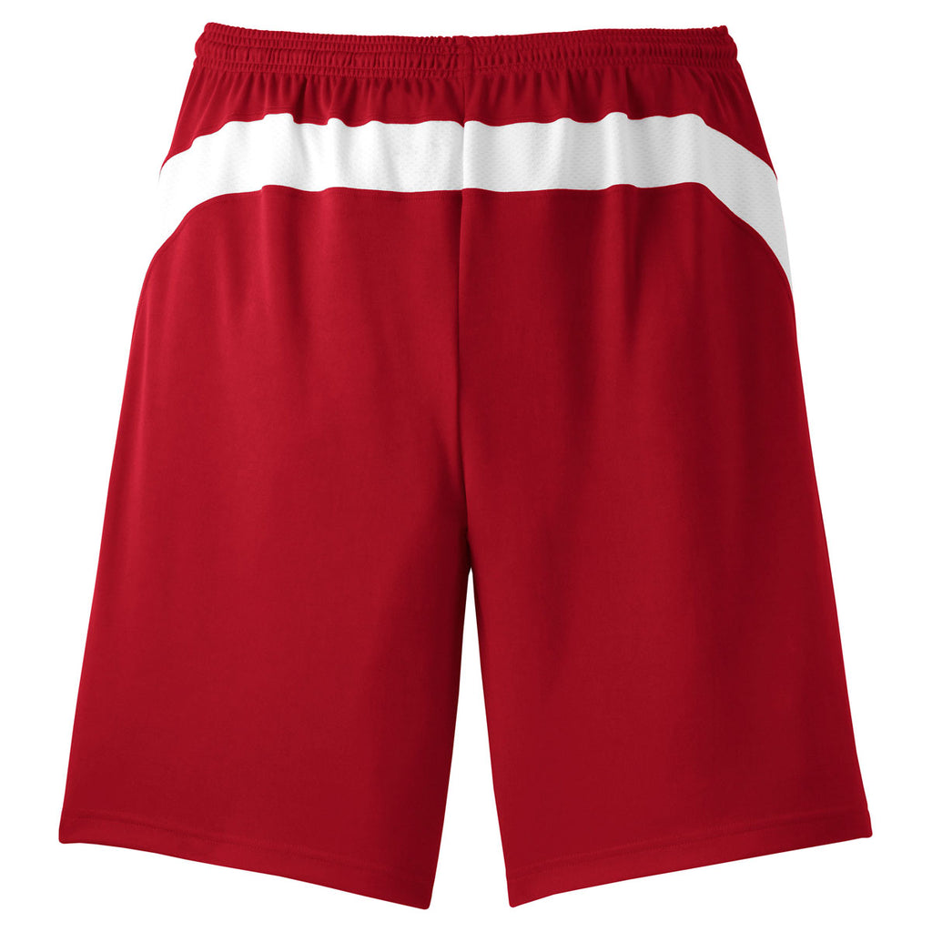 Sport-Tek Men's True Red/White Dry Zone Colorblock Short