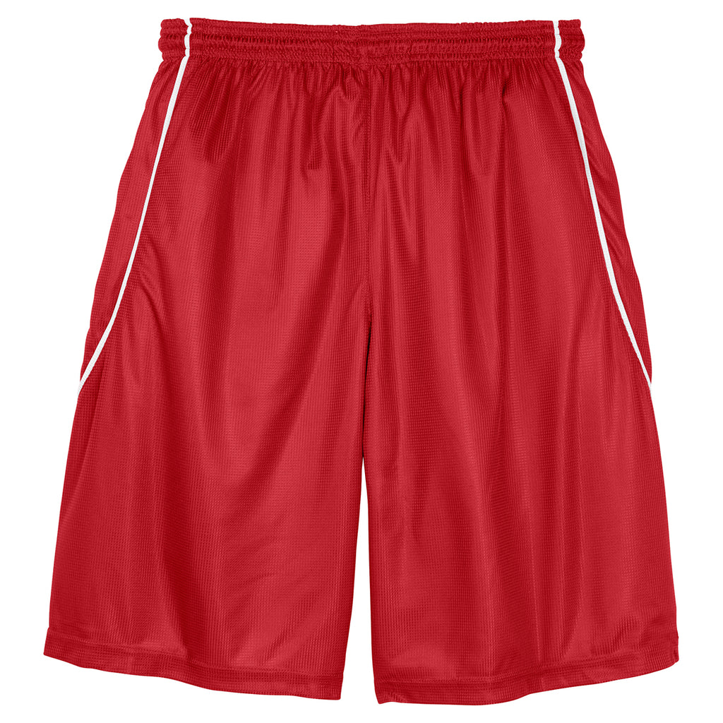 Sport-Tek Men's True Red PosiCharge Mesh Reversible Spliced Short