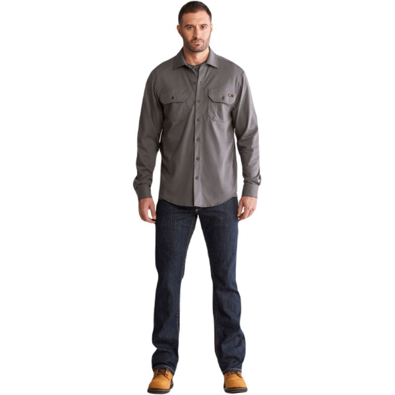 Timberland Men's Charcoal Flame Resistance Cotton Core Button Front Shirt