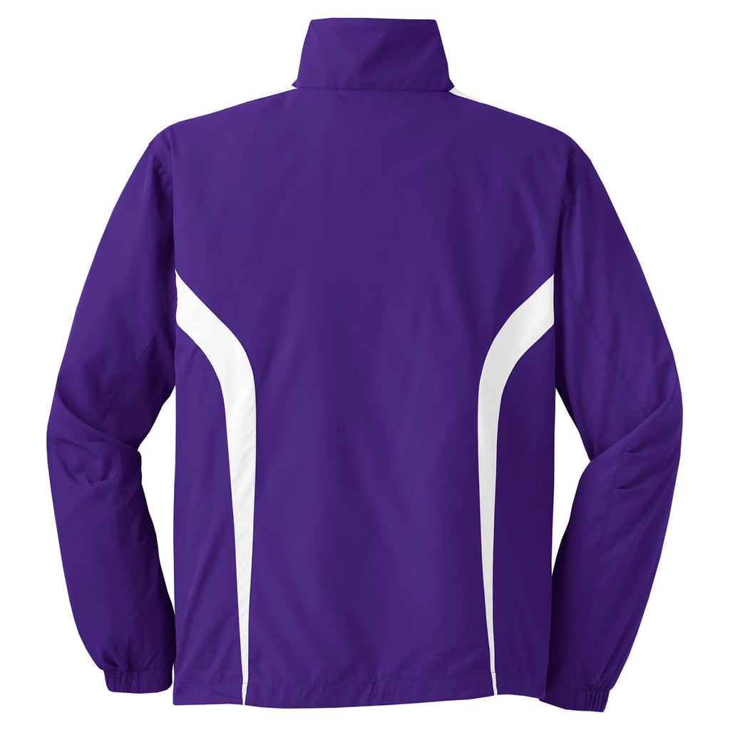 Sport-Tek Men's Purple/ White Tall Colorblock Raglan Jacket