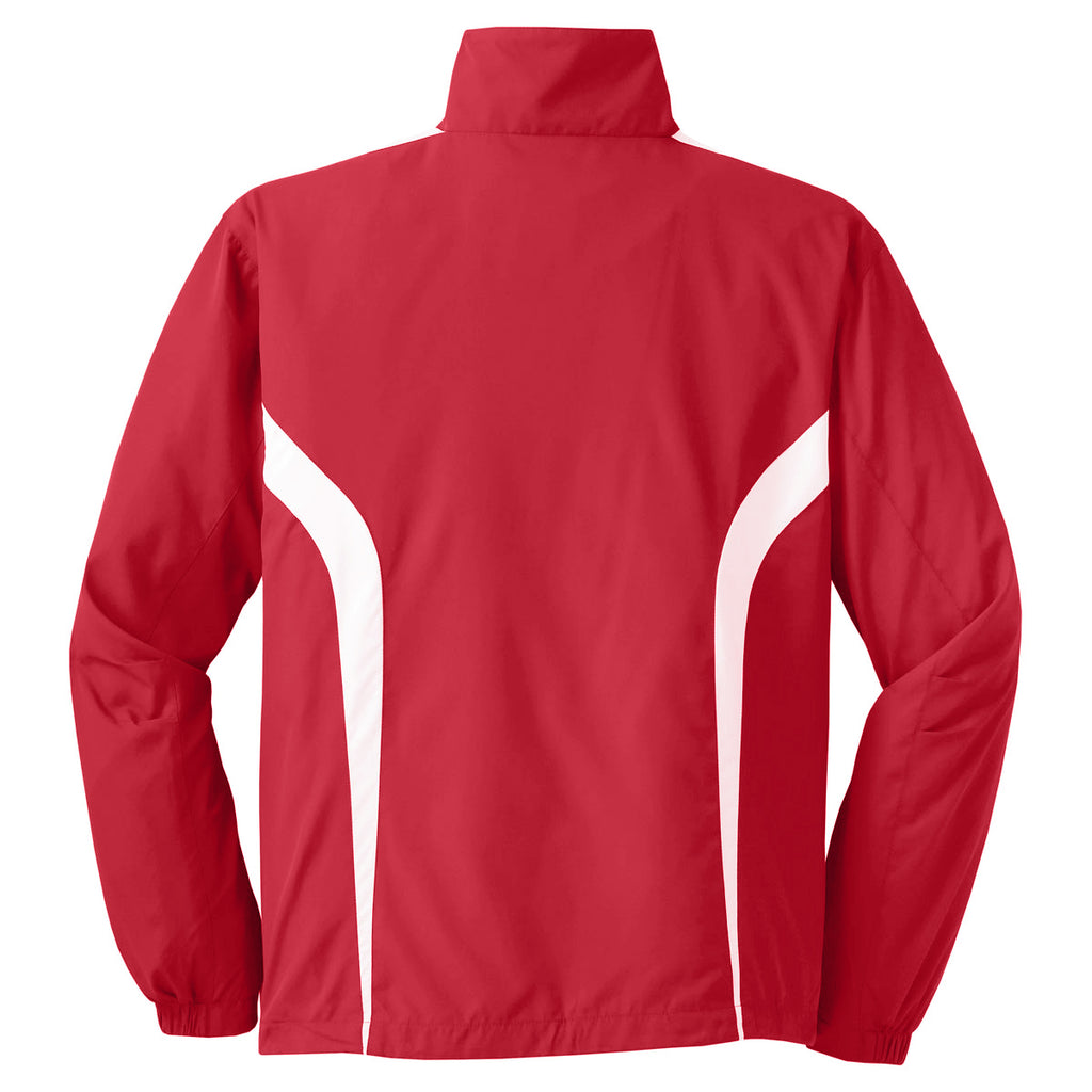 Sport-Tek Men's True Red/ White Tall Colorblock Raglan Jacket