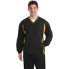 Sport-Tek Men's Black/ Gold Tall Tipped V-Neck Raglan Wind Shirt