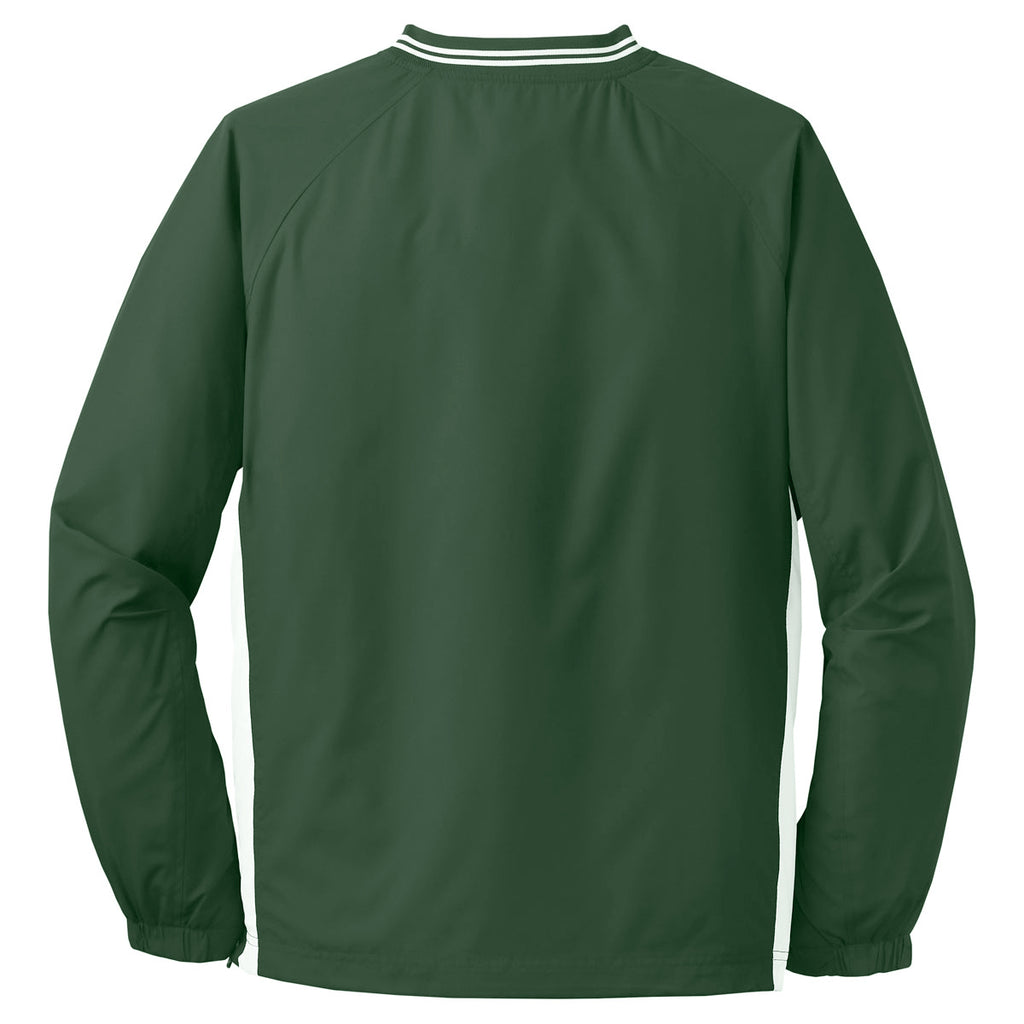 Sport-Tek Men's Forest Green/ White Tall Tipped V-Neck Raglan Wind Shirt
