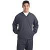 Sport-Tek Men's Graphite Grey Tall V-Neck Raglan Wind Shirt