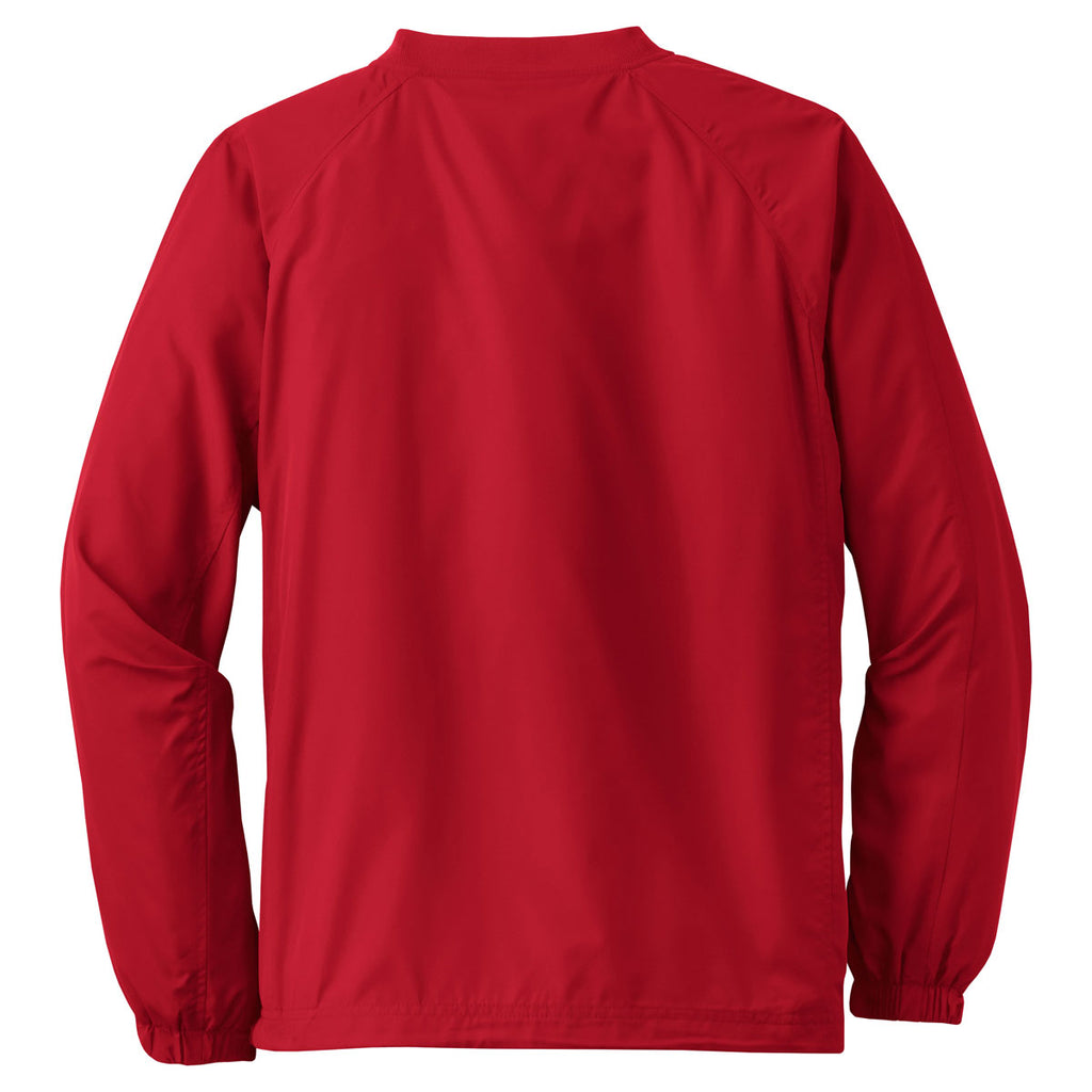 Sport-Tek Men's True Red Tall V-Neck Raglan Wind Shirt
