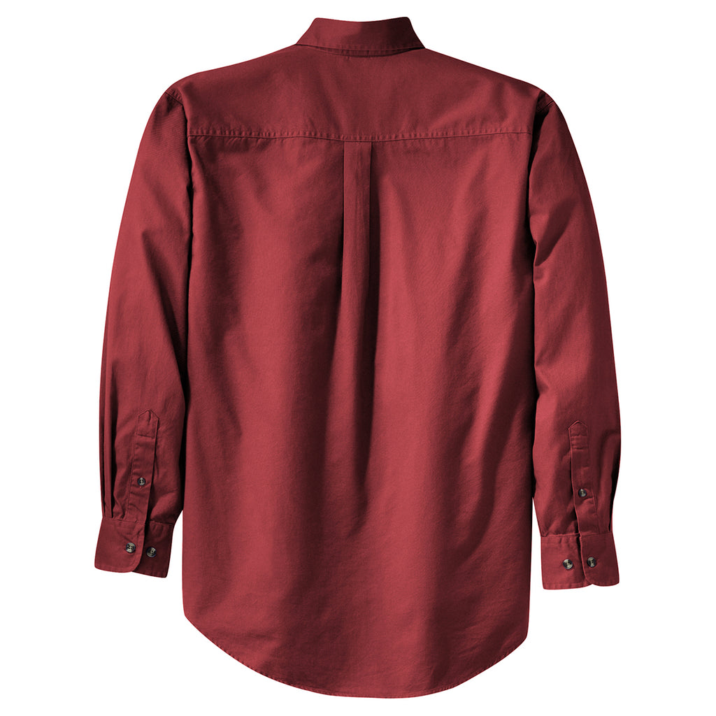 Port Authority Men's Bright Burgundy Tall Long Sleeve Twill Shirt