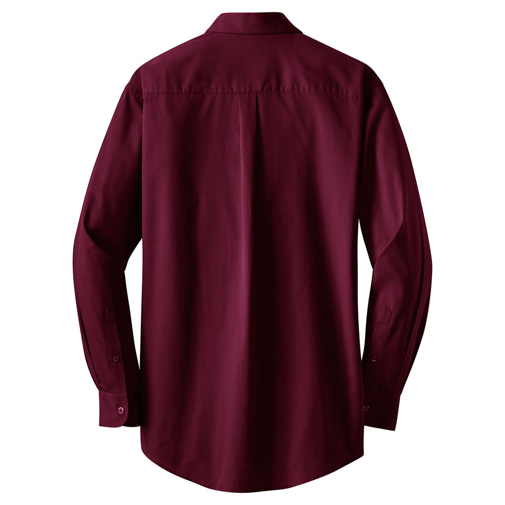 Port Authority Men's Maroon Tall Tonal Pattern Easy Care Shirt