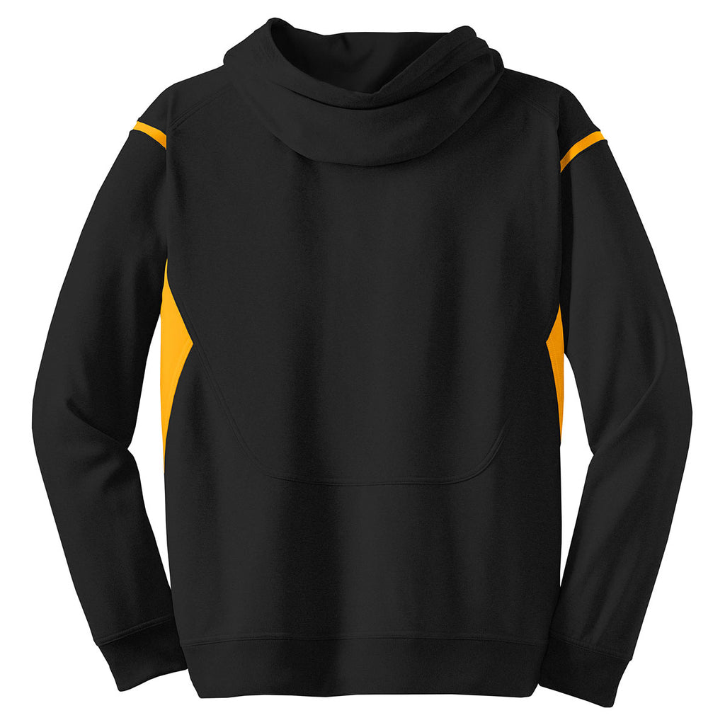 Sport-Tek Men's Black/ Gold Tall Tech Fleece Colorblock Hooded Sweatshirt
