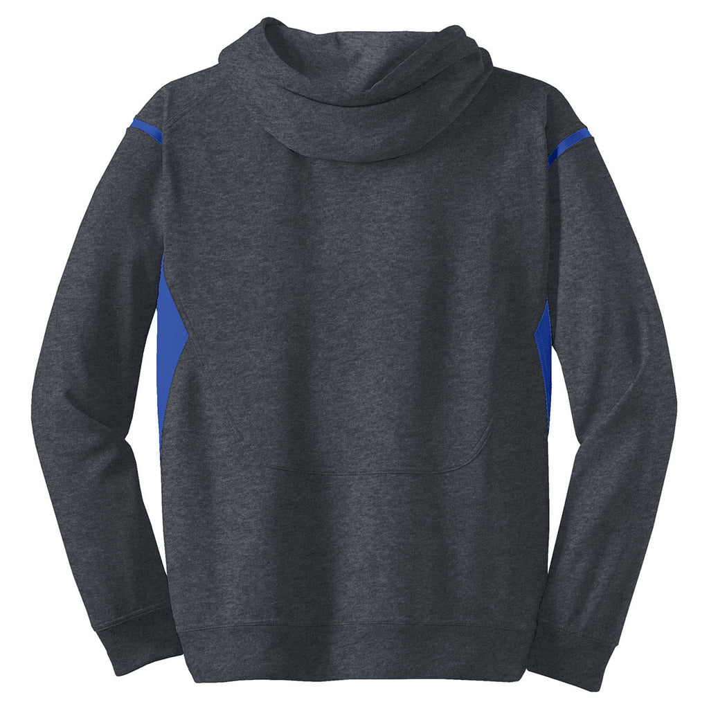 Sport-Tek Men's Graphite Heather/ True Royal Tall Tech Fleece Colorblock Hooded Sweatshirt