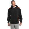 Sport-Tek Men's Black/ Deep Orange Tall Sleeve Stripe Pullover Hooded Sweatshirt