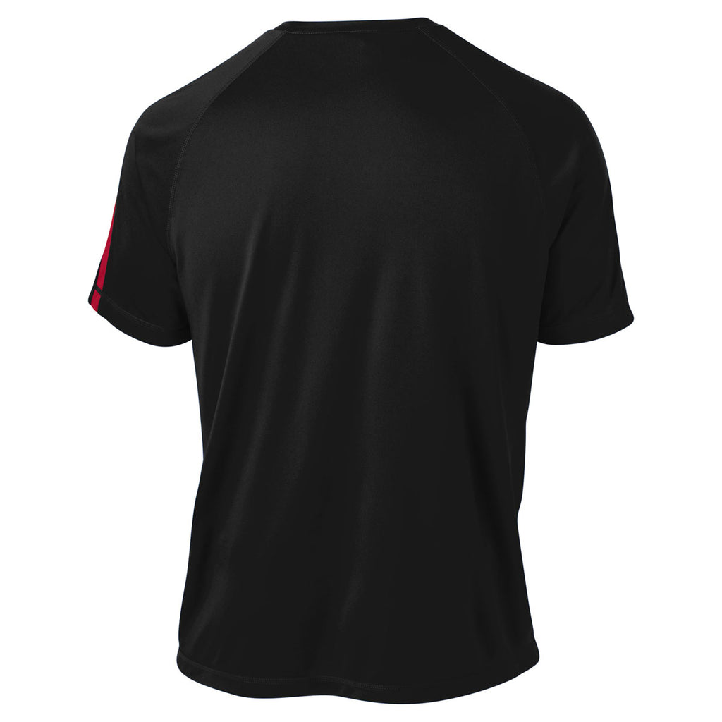 Sport-Tek Men's Black/ True Red Tall Colorblock PosiCharge Competitor Tee