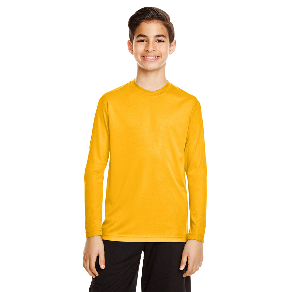 Team 365 Youth Sport Athletic Gold Zone Performance Long-Sleeve T-Shirt