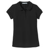 Port Authority Girls Black Silk Touch Peter Pan Collar Polo