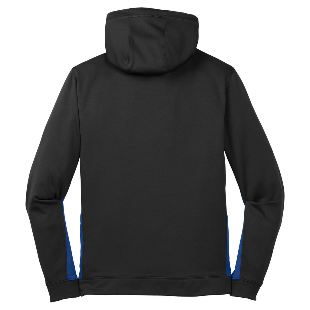 Sport-Tek Youth Black/True Royal Sport-Wick Fleece Colorblock Hooded Pullover