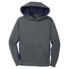 Sport-Tek Youth Dark Smoke Grey/Navy Sport-Wick Fleece Colorblock Hooded Pullover