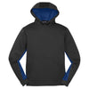Sport-Tek Youth Black/True Royal Sport-Wick CamoHex Fleece Colorblock Hooded Pullover